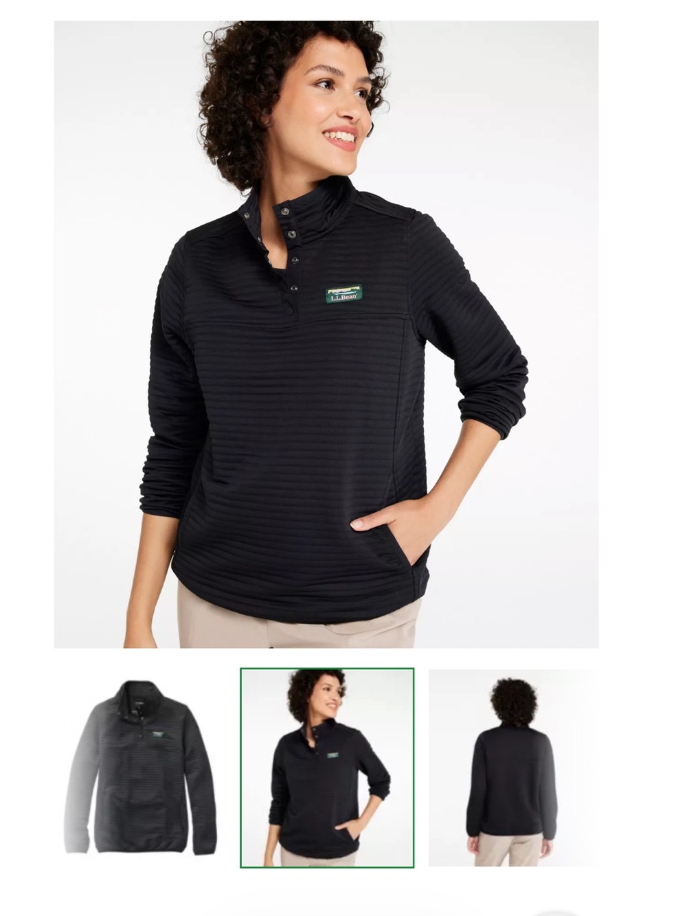L.L. Bean Women's Airlight Knit Pullover Black Sz XL